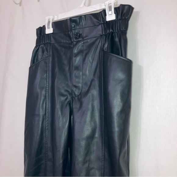 NWT Madewell Faux Leather Highwaist Pull-On Paper Bag Pants Black Sz 2 - Picture 7 of 14